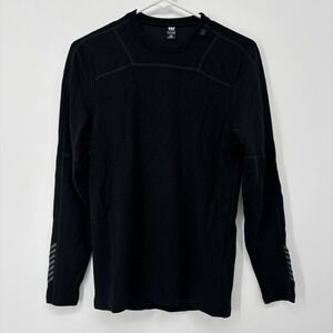 Helly Hansen Lifa Merino Wool Crew Neck Mens Small Base Layer Shirt Black